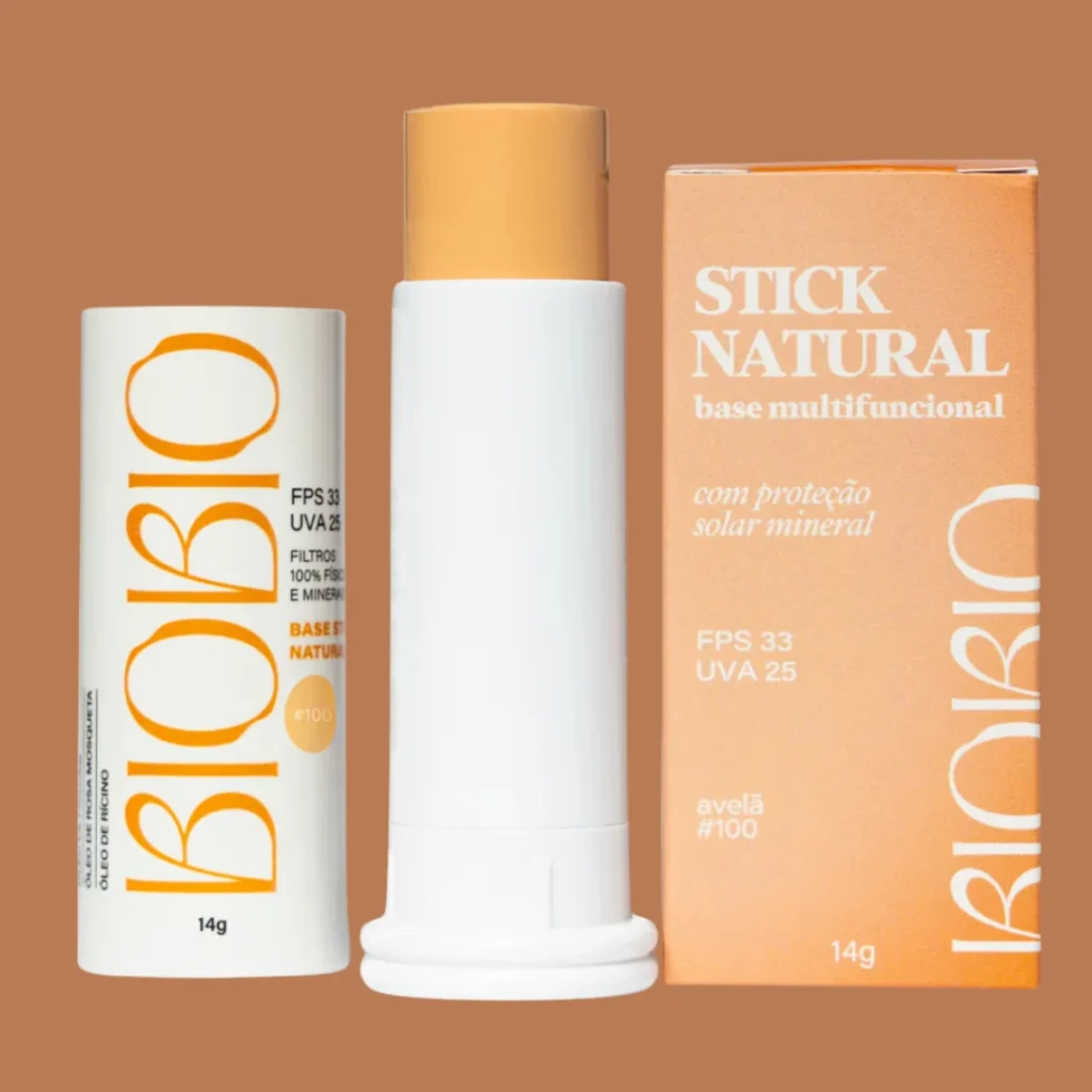 Base Multifuncional em Bastão FPS 33 da BioBio maquiagem clean beauty com proteção mineral