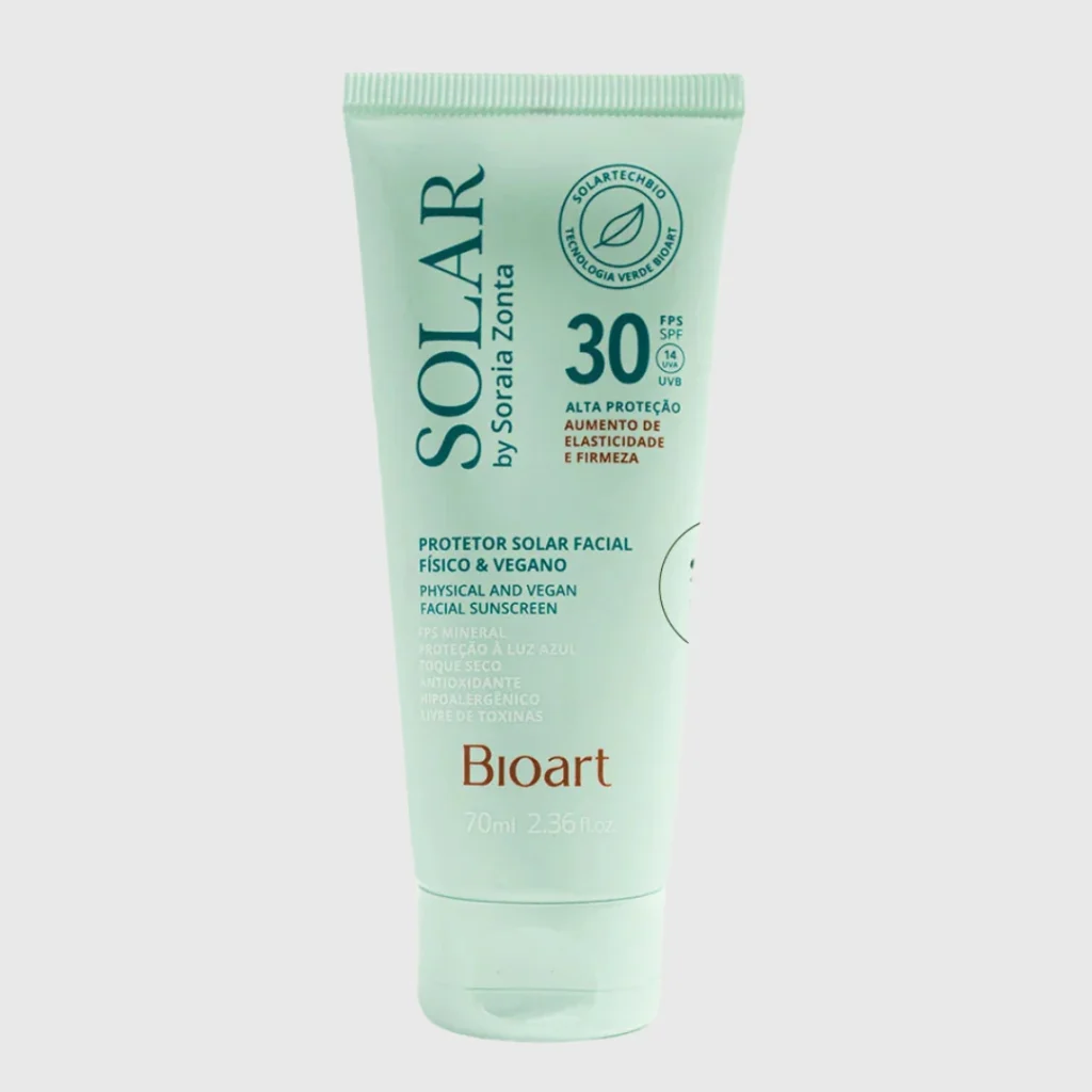 Protetor Solar Facial Físico, Natural e Vegano Bioart FPS 30