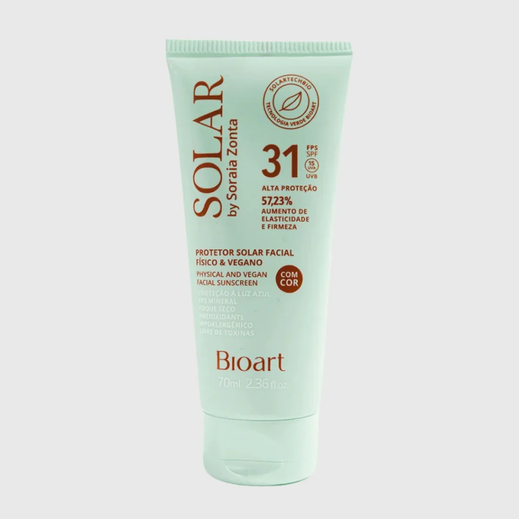 Protetor Solar Facial Físico, Natural e Vegano Bioart FPS 31